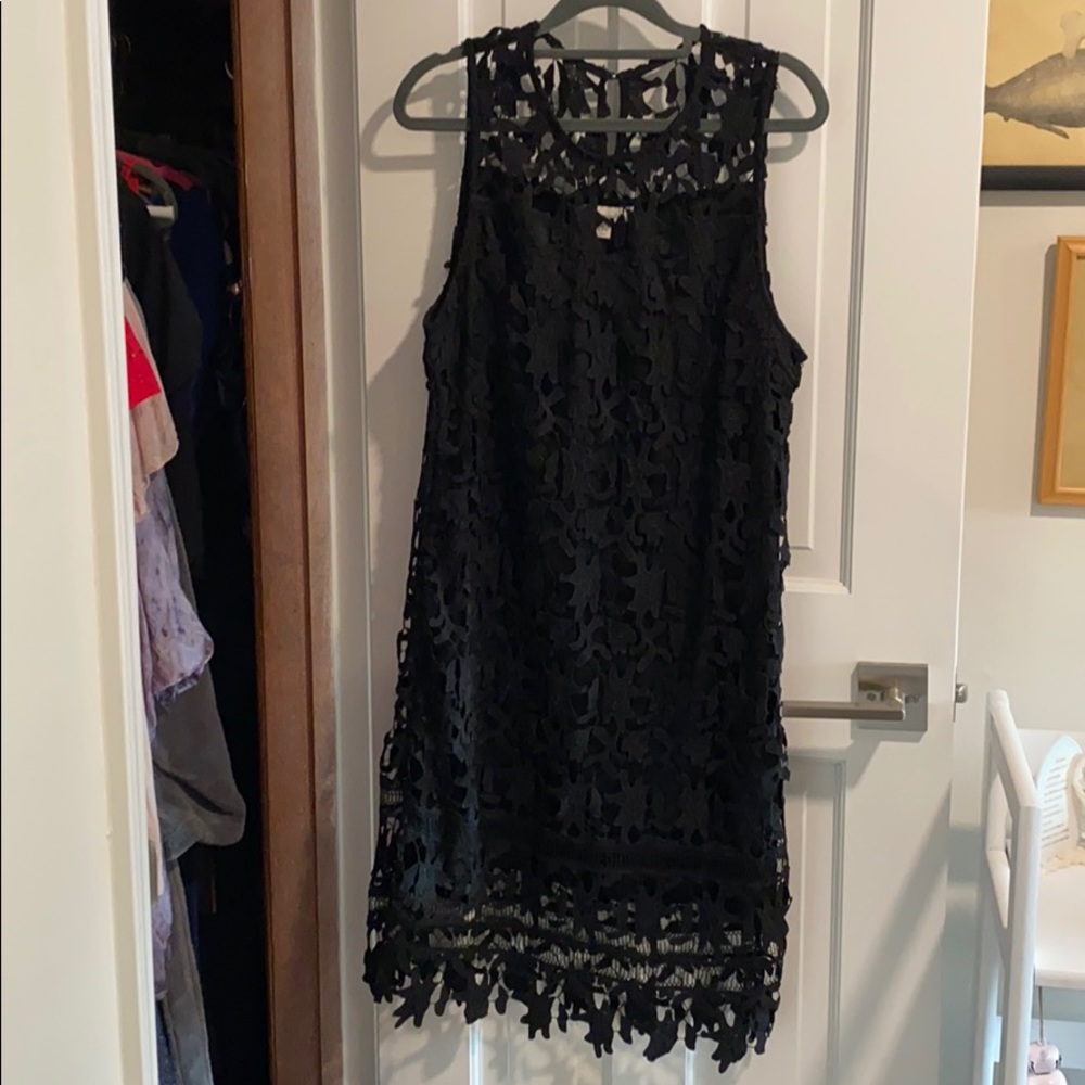 Lacy black sleeveless special occasion dress